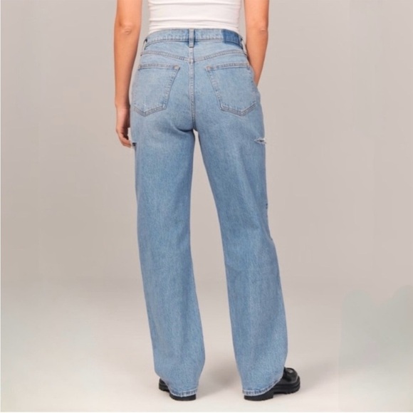 LONG Abercrombie & Fitch The Baggy Mid Rise Side Slits Jeans - Picture 3 of 8